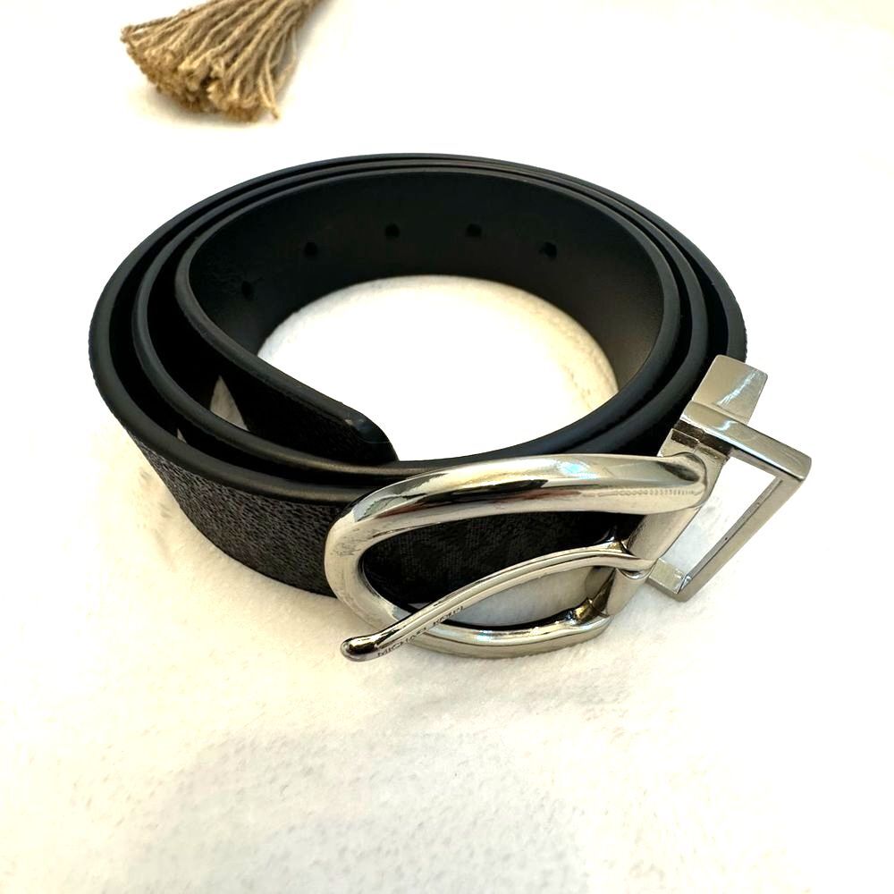 Michael Kors Logo Belt (Black and Silver) Excellent Condition!